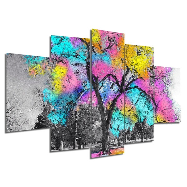 Kit 5 Placa Quadro Decorativo Árvore Cor 3d Borda Infinita -