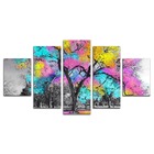 Kit 5 Placa Quadro Decorativo Árvore Cor 3d Borda Infinita -