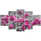 Kit 5 Placa Quadro Decorativo Quarto Sala Flores Vermelha - R