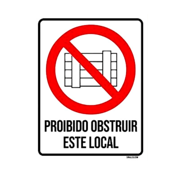 Kit 5 Placas de Sinalização Adesiva Proibido Obstruir Este Lo