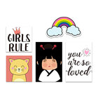 Kit 5 Placas Quadros Decorativos Infantil Menina Kids Nuvem