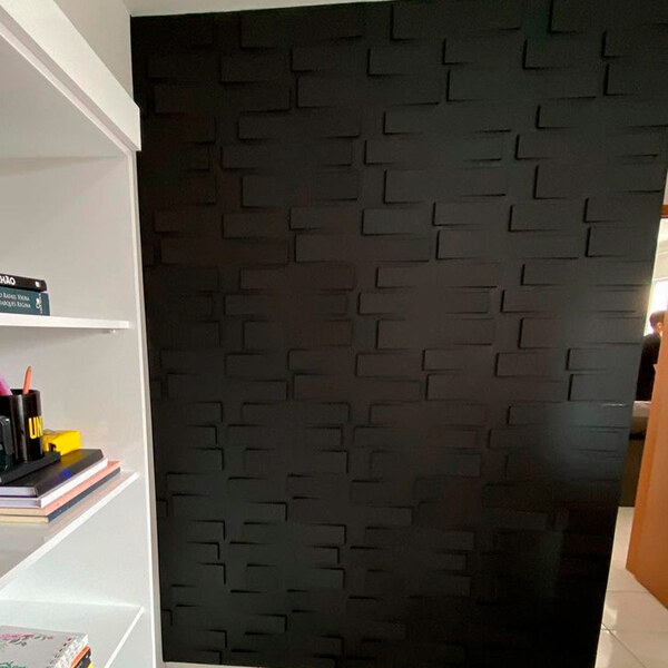 Kit 5 Placas Revestimento Preto Auto Relevo Alevante Decorati