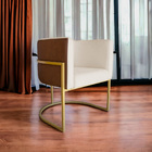 Kit 5 Poltronas Decorativa Cristal Base Gold Veludo Bege/pu C