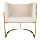 Kit 5 Poltronas Decorativa Cristal Base Gold Veludo Bege/pu C