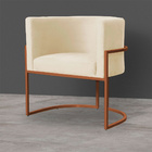 Kit 5 Poltronas Decorativa Luana Base Bronze Veludo Bege - Mo