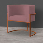 Kit 5 Poltronas Decorativa Luana Base Bronze Veludo Rosê - Mo