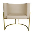 Kit 5 Poltronas Decorativa Luana Base Gold Pu Bege - Montanar