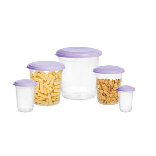 Kit 5 Porta Mantimento C/ Tampa Redondo Potes Para Alimentos