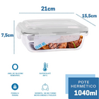 Kit 5 Pote 1040ml Vidro Hermético Marmita Mantimento Fitness