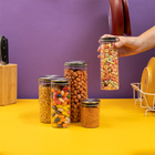 Kit 5 Potes De Vidro Com Tampa Inox Hermético Redondo Mantime