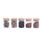 Kit 5 Potes De Vidro Herméticos Com Tampa De Bambu 110ml - Oi