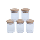 Kit 5 Potes De Vidro Herméticos Com Tampa De Bambu 110ml - Oi