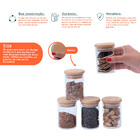 Kit 5 Potes De Vidro Herméticos Com Tampa De Bambu 110ml - Oi