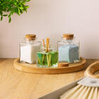 Kit 5 Potes De Vidro Quadrado Com Tampa De Rolha 90ml Lyor