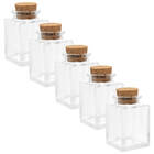 Kit 5 Potes De Vidro Quadrado Com Tampa De Rolha 90ml Lyor