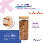 Kit 5 Potes De Vidro Tampa De Bambu Herméticos Redondos - Tüd