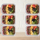 Kit 5 Potes Retangulares 1040ml De Vidro Fechamento Hermético