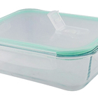 Kit 5 Potes Retangulares 1040ml De Vidro Fechamento Hermético