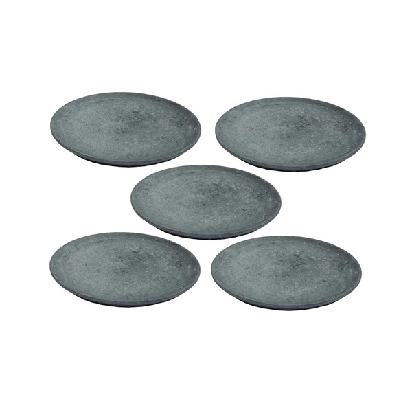 Kit 5 Pratos Raso Redondo Pedra Sabão Sobremesa E Bolos 30cm