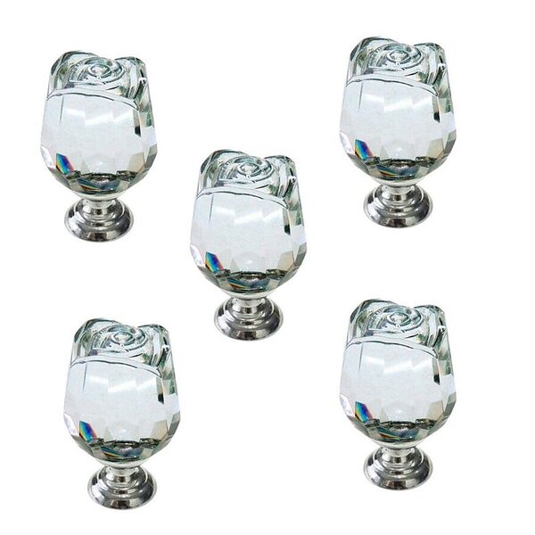 Kit 5 Puxador Italy Line 4523 Rosa Vidro Transparente