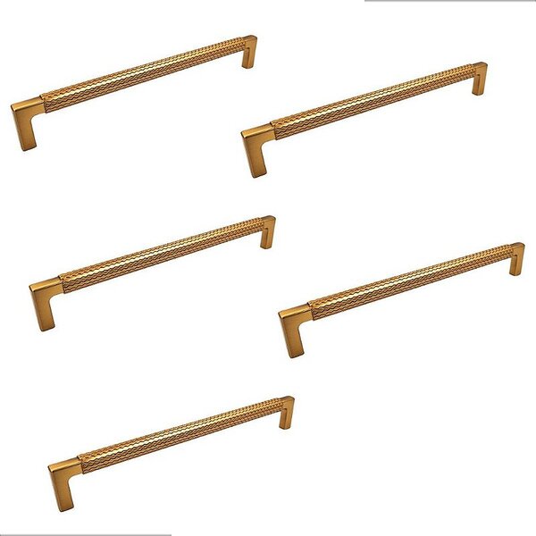 Kit 5 Puxador Zigrinato Il1780 192mm Bronze Esc ( Dourado )