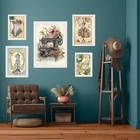 Kit 5 Quadros Atelier Costura Vintage - Com Vidro Moldura:mad