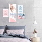 Kit 5 Quadros Com Frases Motivacionais Para Decoração Floral