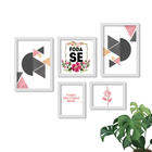 Kit 5 Quadros Decoratios Com Moldura Foque Nas Coisas Boas
