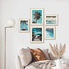 Kit 5 Quadros Decorativos Azul Paisagem Praia Verão