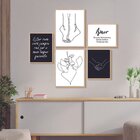 Kit 5 Quadros Decorativos Frases Casal Minimalista Amor