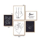Kit 5 Quadros Decorativos Frases Casal Minimalista Amor