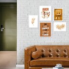 Kit 5 Quadros Decorativos Para Cozinha Café Ramos Amor Frase