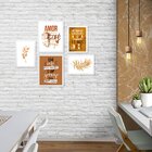 Kit 5 Quadros Decorativos Para Cozinha Café Ramos Amor Frase