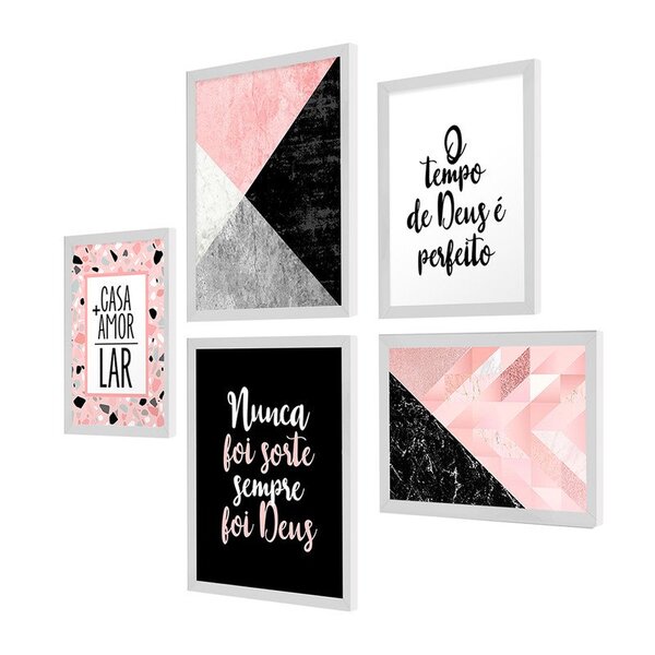 Kit 5 Quadros Decorativos Para Quarto Casal Lar Família Deus