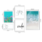 Kit 5 Quadros Decorativos Quarto Casal Família Mar Azul