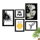 Kit 5 Quadros Decorativos Sunshine Girl Power