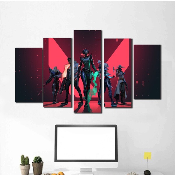 Kit 5 Quadros Decorativos Valorant
