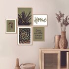Kit 5 Quadros Decorativos Verde Frases Plantas Naureza