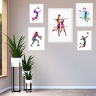 Kit 5 Quadros Decorativos Vôlei Aquarela - Com Vidro Moldura: