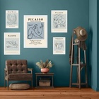 Kit 5 Quadros Obras Matisse Picasso Azuis - Com Vidro Moldura