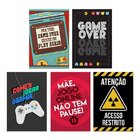 Kit 5 Quadros Para Decoração Jogos Frases Colorido Quarto