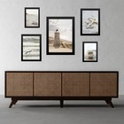 Kit 5 Quadros Praia Soft - Farol Moldura:madeira Branca