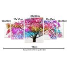 Kit 5 Quadros Sem Moldura Árvore Colorida Decoração Sala