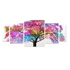 Kit 5 Quadros Sem Moldura Árvore Colorida Decoração Sala