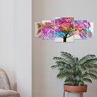 Kit 5 Quadros Sem Moldura Árvore Colorida Decoração Sala