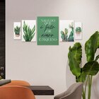 Kit 5 Quadros Sem Moldura Frases Plantas Casa Cozinha