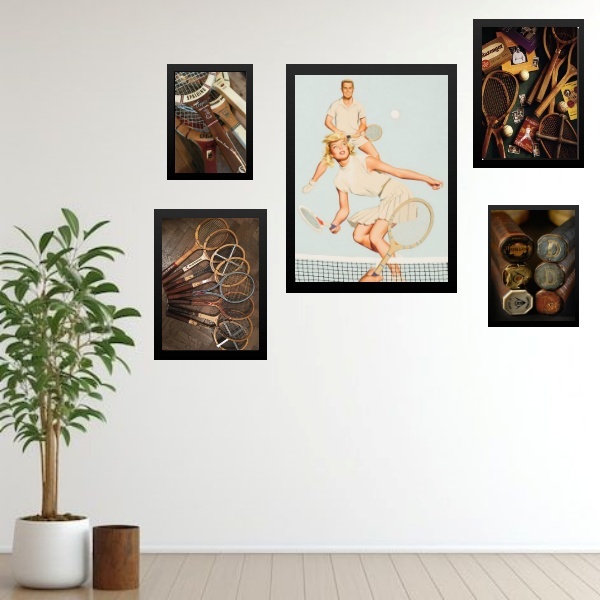 Kit 5 Quadros Tênis Vintage - Casal - Com Vidro Moldura:madei