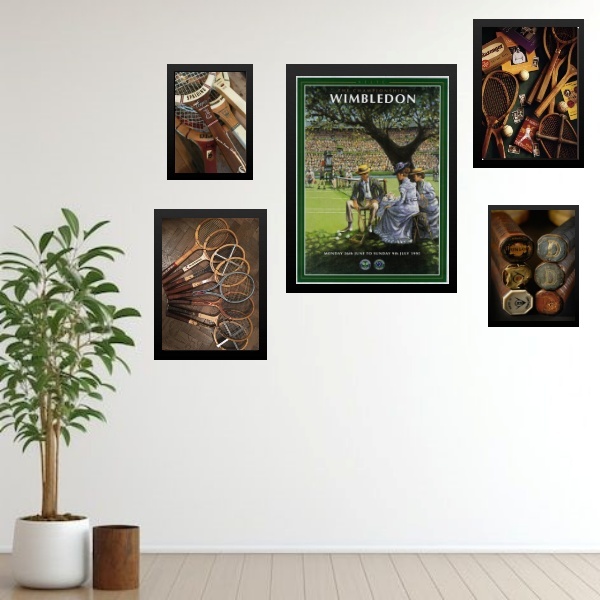 Kit 5 Quadros Tênis Vintage - Paisagem - Com Vidro Moldura:ma