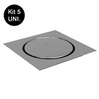 Kit 5 Ralos Click Aço Inox 10x10 Inteligente Banheiros Lavabo