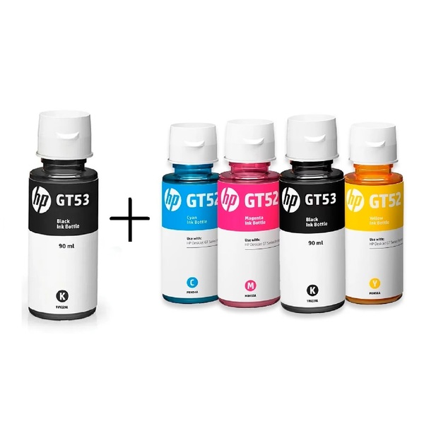 Kit 5 Refil Tinta Impressora Hp 52 Gt52 + 53 Gt53 ( Gt51 ) Or
